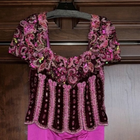 VINTAGE - UNBRANDED Hot Pink Fuchsia Long Dress Evening Gown Size 0-2 - Picture 1 of 11